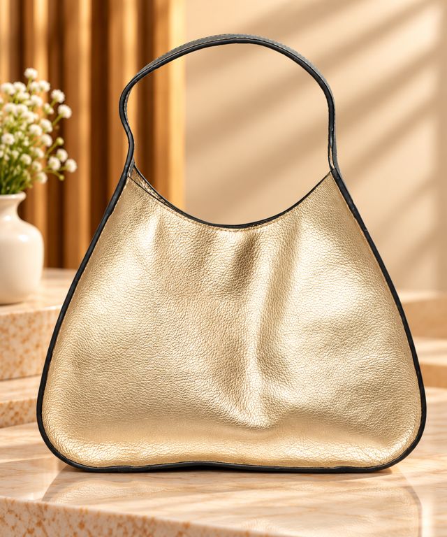 Gold metallic hobo bag