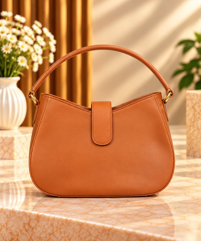 Tan leather hobo bag