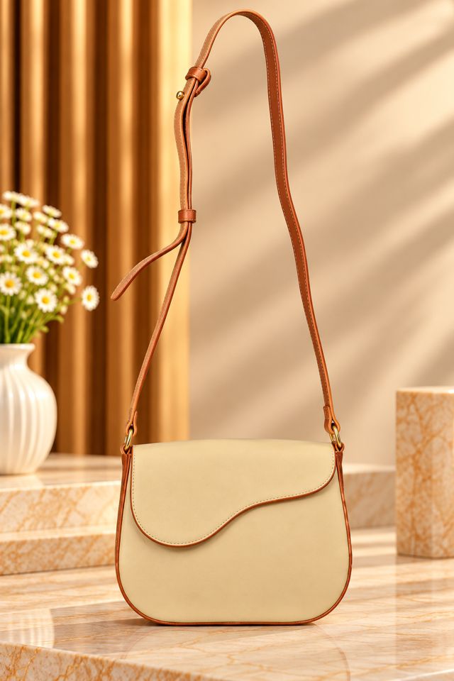Beige saddle crossbody