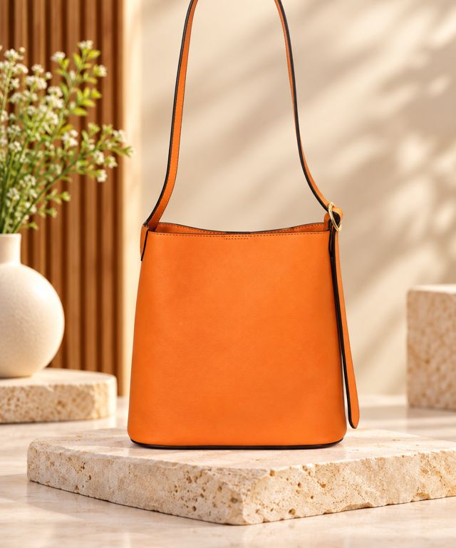 Orange bucket bag