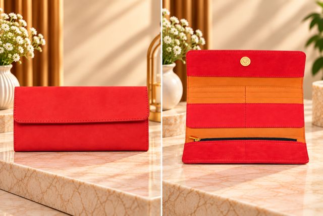 Red flap wallet